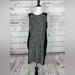 EILEEN FISHER Black Tweed Knitt Ponte Stretch Dress Size Petite Large Sleeveless